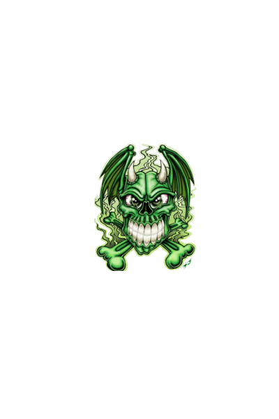 Angry green skull