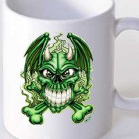 Šolja Angry green skull