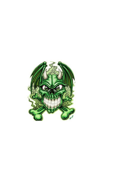 Angry green skull
